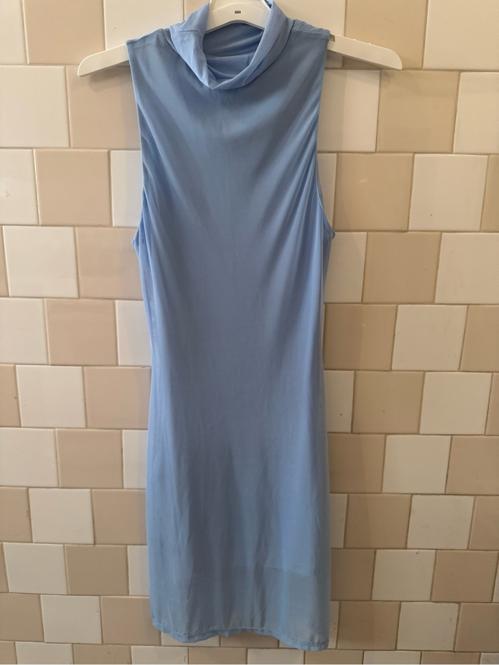 Bar III Sleeveless Mock Neck Dress in Sky Blue